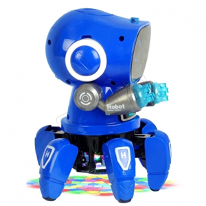 ربات کنترلی شش پا موزیکال و رقصنده آبی Dancing ROBOT on remote control RC music light blue -اسباب بازی